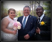 John with Christine and Paa Kwesi - joining two continents, two countries and one happy couple!