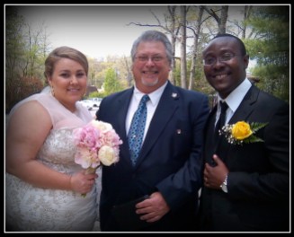 John with Christine and Paa Kwesi - joining two continents, two countries and one happy couple!
